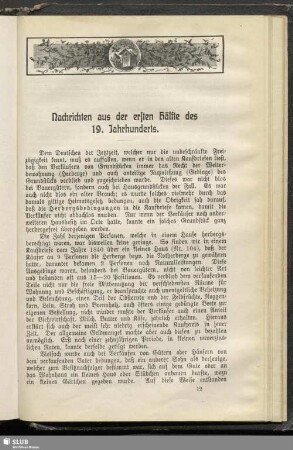 Nachrichten aus der ersten Hälfte des 19. Jahrhunderts
