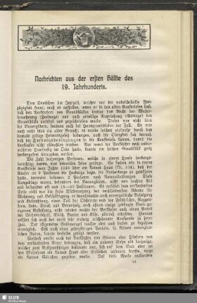 Nachrichten aus der ersten Hälfte des 19. Jahrhunderts