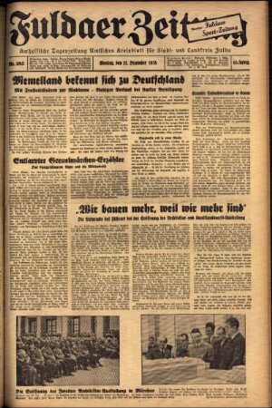 Ausgabe vom Montag, den 12. Dezember 1938.