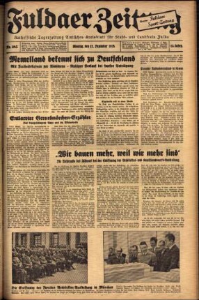 Ausgabe vom Montag, den 12. Dezember 1938.