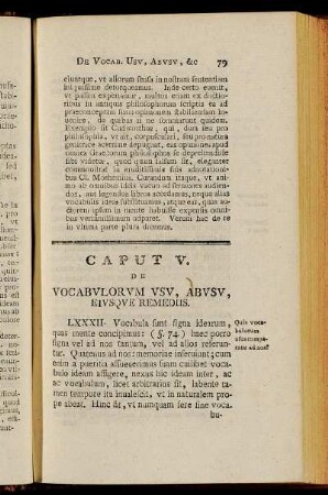 Caput V. De Vocabulorum Usu, Abusu, Eiusque Remediis.