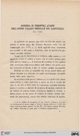 27: Scoperta di pregevoli avanzi dell' antico palazzo comunale sul Campidoglio