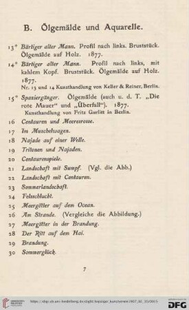 B. Ölgemälde und Aquarelle (Nr. 13-52)