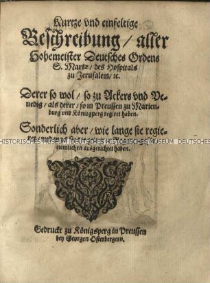 Abhandlung über die Hochmeister des Deutschen Ordens