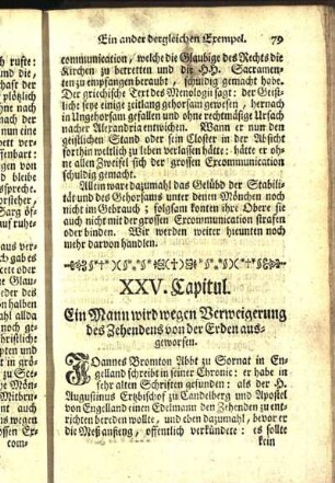XXV. Capitul. Ein Mann wird wegen Verweigerung des Zehendens von der Erden ausgeworfen.