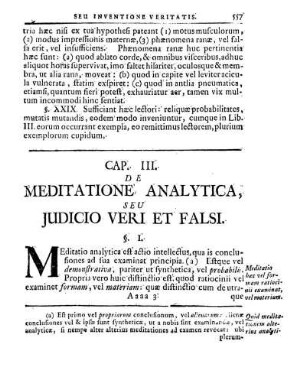 Cap. III. De Meditatione Analytica, Seu Judicio Veri Et Falsi