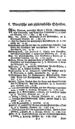 I. Moralische und philosophische Schriften