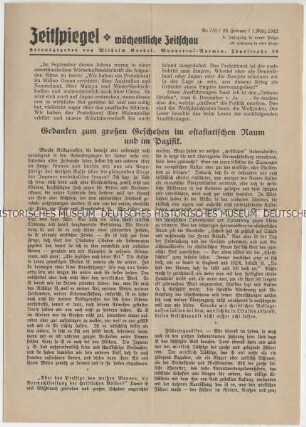 Wochenzeitung "Zeitspiegel" mit Titel zum Krieg im Pazifik