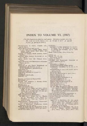 Index to volume VI, (1917)