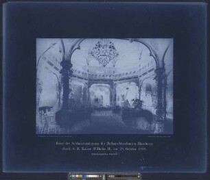 Frühstückspavillon Alsterlust : Feier der Schlusssteinlegung der Zollanschlussbauten Hamburgs durch S. M. Kaiser Wilhelm II., am 29. October 1888 : Aufgenommen, Hamburg, October 1888