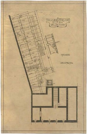 Billing, Hermann; Karlsruhe (Baden-Württemberg), Erbprinzenstr. 6; Druckerei Fidelitas, Umbau - Grundriss Keller