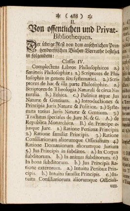 II. Von offentlichen und Privat-Bibliothequen.
