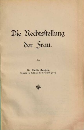 Die Rechtstellung der Frau