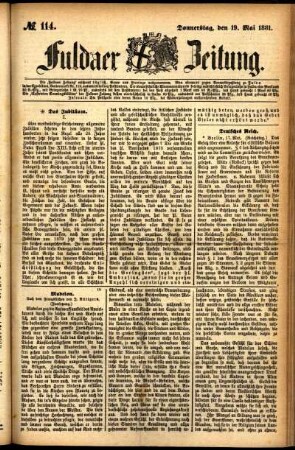 Ausgabe vom Donnerstag, den 19. Mai 1881.