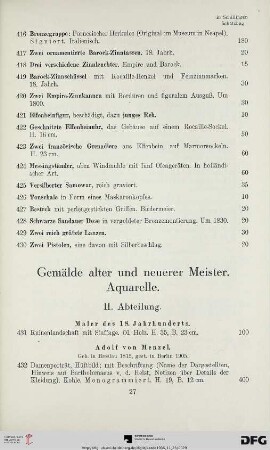 Gemälde alter und neuerer Meister. Aquarelle: II. Abteilung (Nr. 431-494)