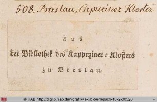 Exlibris der Bibliothek des Kapuzinerklosters zu Breslau