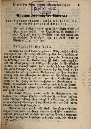 Reichsgesetze für das Kaiserthum Österreich. 9. 1850 = H. 25 - 27