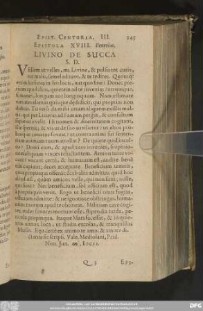 Epistola XVIII. Venetias. Livino De Succa S. D.