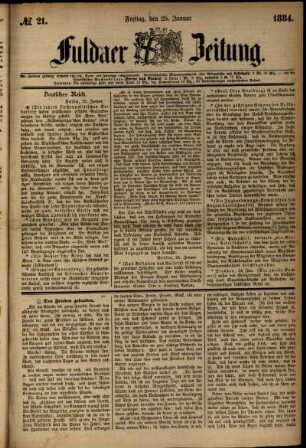 Ausgabe vom Freitag, den 25. Januar 1884.