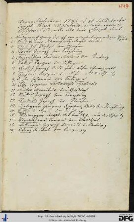 [fol. 449] Rektorat Josef Petzek 1785/86
