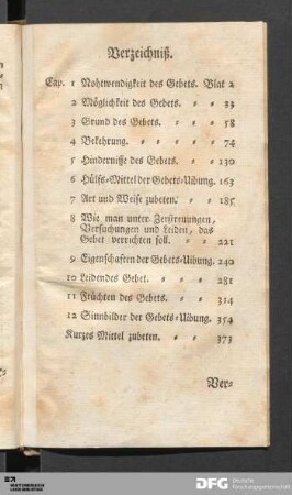 Verzeichniß.