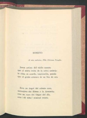 Soneto : Al niño violinista, Félix Feliciano Fenoglio.