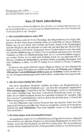 Eure 25 Mark Jahresbeitrag