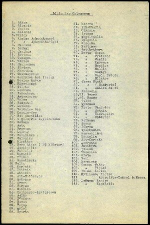 Liste der Ortsnamen