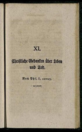 XI. Christliche Gedanken über Leben und Tod.