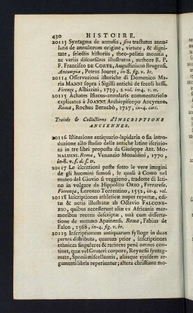 430-431, Traités & Collections d´Inscriptions Anciennes