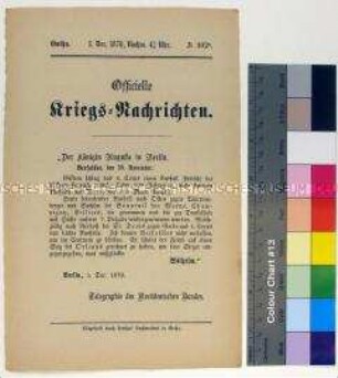 Kriegsdepesche des Norddeutschen Bundes über die Kriegsereignisse vom 30.11.1870 bei Paris und Bonneuil sur Marne