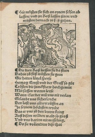 Hie musten sie sich an eynem felsen ab lassen/ und ire Roß lassen steen/ ...