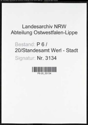 Sterberegister Standesamt Werl