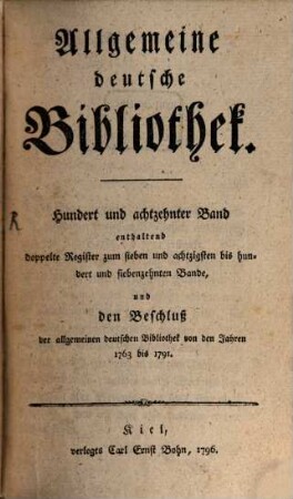 Allgemeine deutsche Bibliothek. 118. 1796