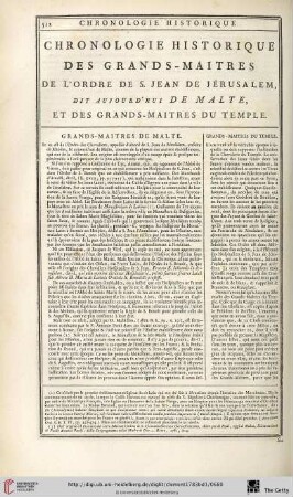 Chronologie historique des grands-maitres de l’Ordre de S. Jean de Jérusalem, dit aujourd’hui de Malte, et des grands-maitres du temple