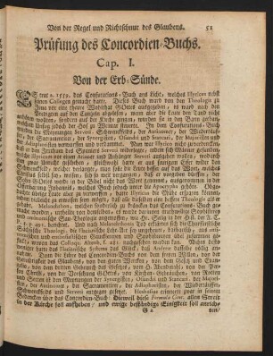 Prüfung des Concordien-Buchs. Cap. I. Von der Erb-Sünde