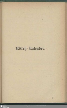 Behördenverzeichnis : Adreß-Kalender