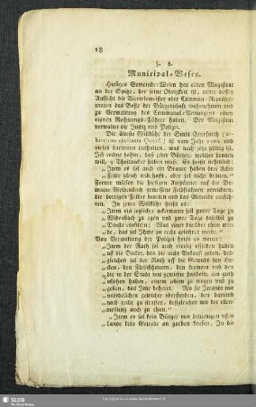 §. 8. Municipal-Wesen