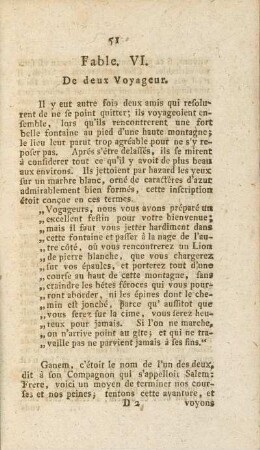Fable VI. De deux Voyageur