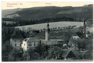 Klingenberg in Sachsen. Blick auf das Rittergut mit Herrenhaus und Turm