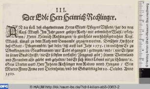 [Heinrich Rechlinger; Henricvs Rechlinger.]