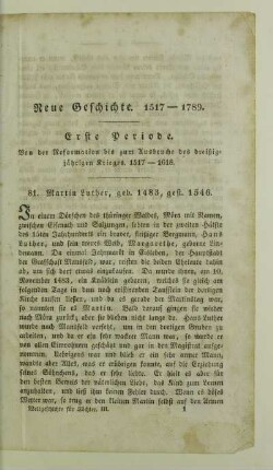 Erste Periode. Von der Reformation bis zum Ausbruche des dreißigjaehrigen Krieges. 1517-1618