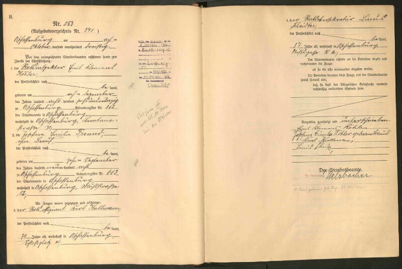 Standesamtsbuch der Stadt Aschaffenburg: Eheschließungen 252/1930 - 130/1931