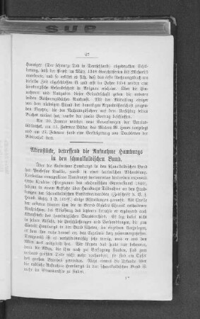 Aktenstücke, betreffend die Aufnahme Hamburgs in den schmalkaldischen Bund.