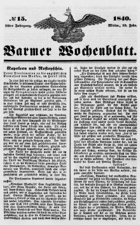 Barmer Wochenblatt. 1838-1859