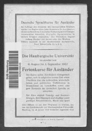 Ferienkurse für Ausländer