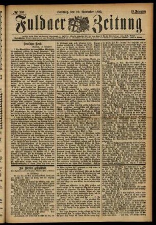 Ausgabe vom Samstag, den 19. November 1892.