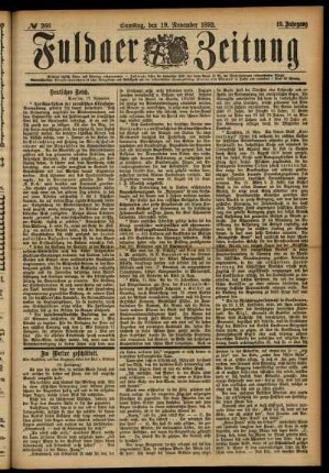 Ausgabe vom Samstag, den 19. November 1892.