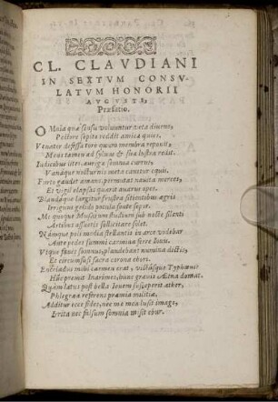 Cl. Claudiani In Sextum Consulatum Honorii Augusti, Praefatio