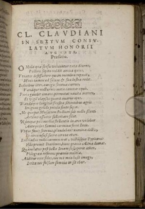 Cl. Claudiani In Sextum Consulatum Honorii Augusti, Praefatio